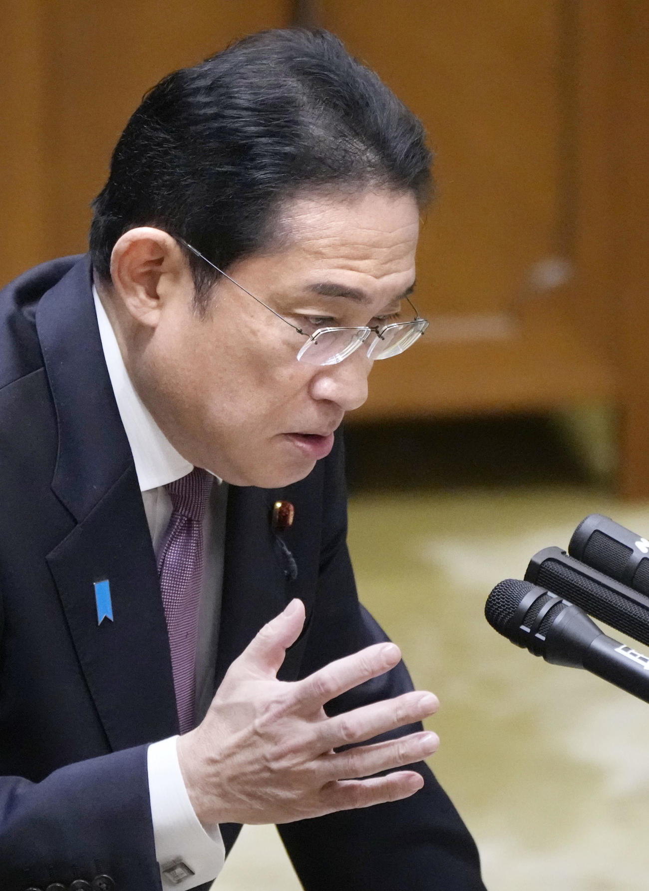 参院予算委で答弁する岸田首相（共同）