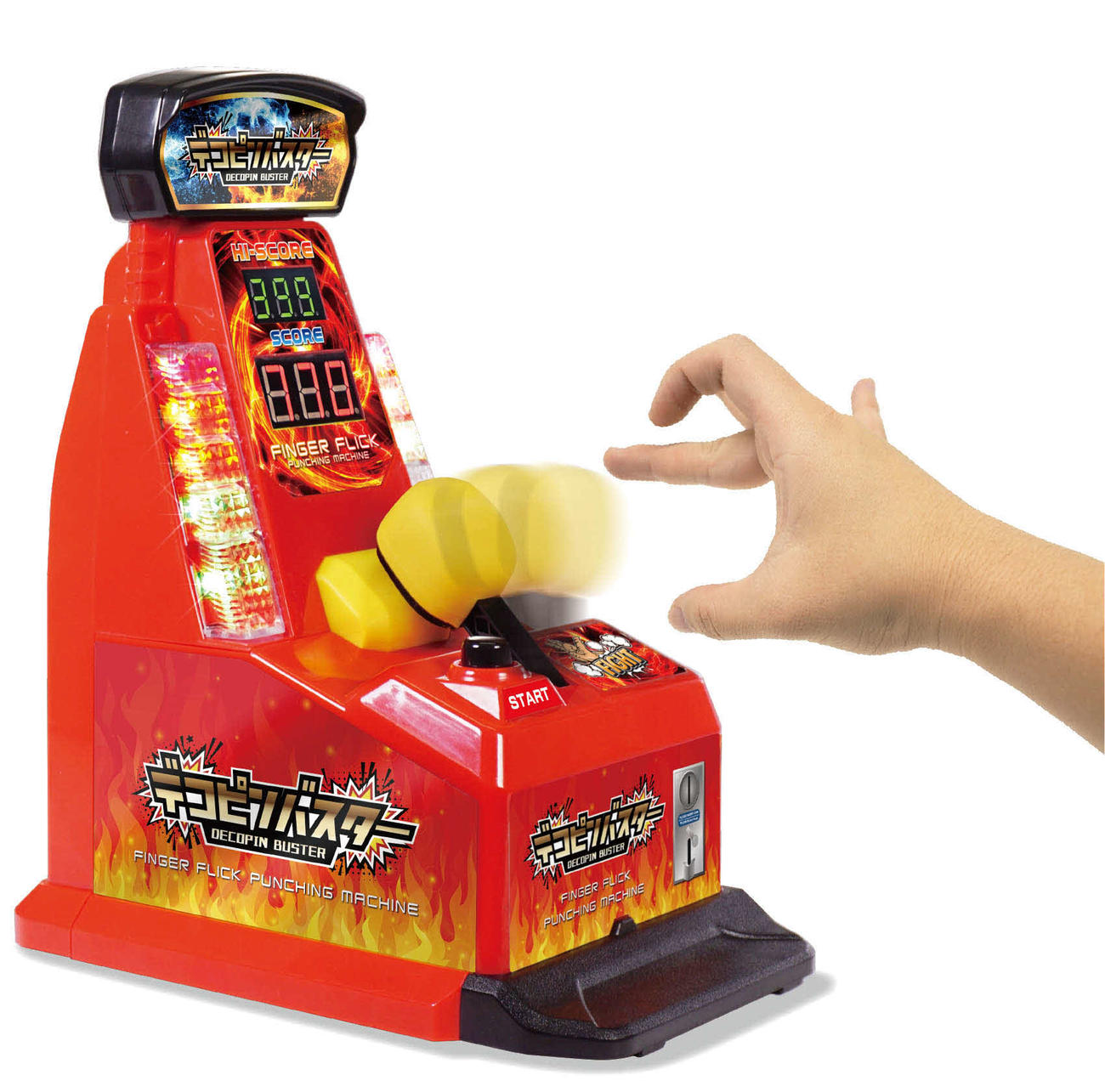 ハックが販売している小型のパンチングマシーン「デコピンバスター」（同社提供）