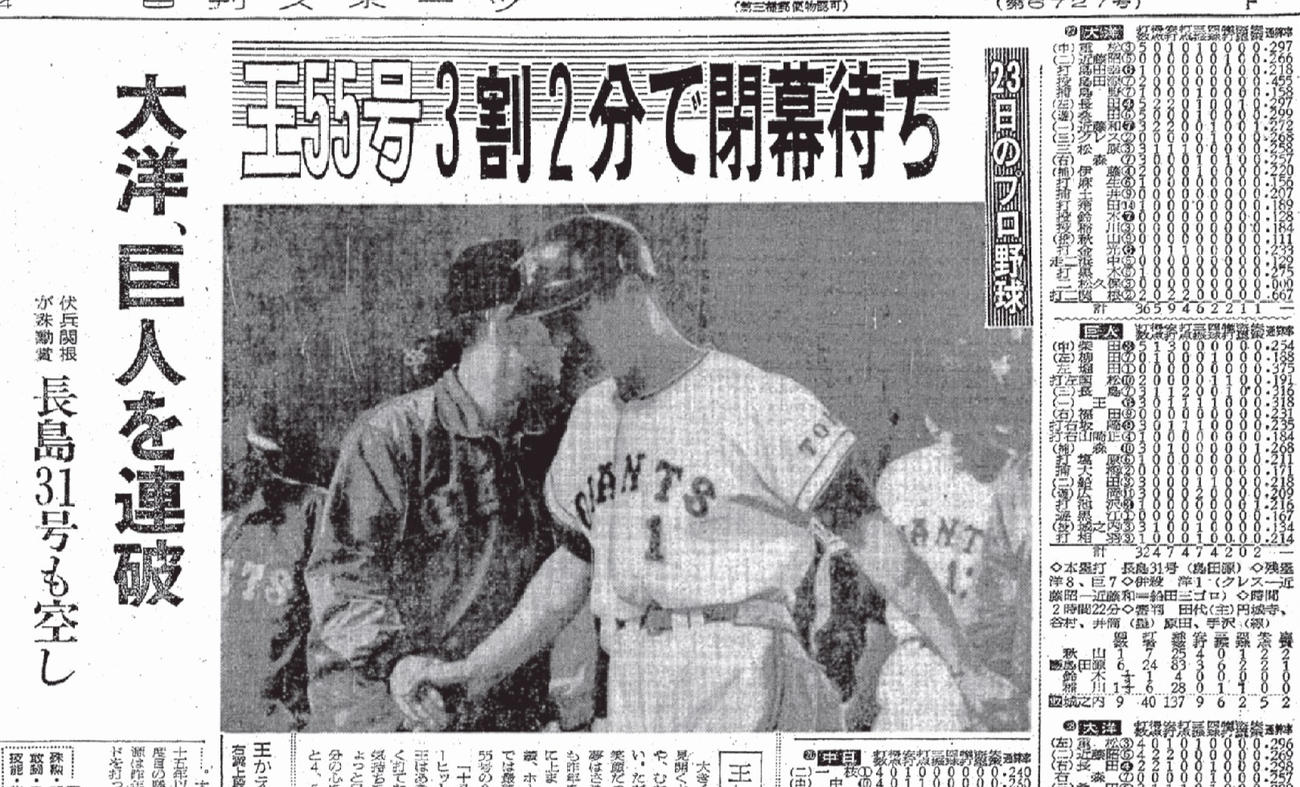64年　巨人王貞治がシーズン55号本塁打
