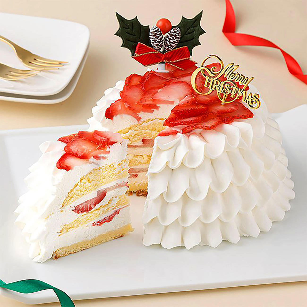 高島屋が販売した「〈レ・サンス〉ストロベリーフリルショートケーキ」（共同）