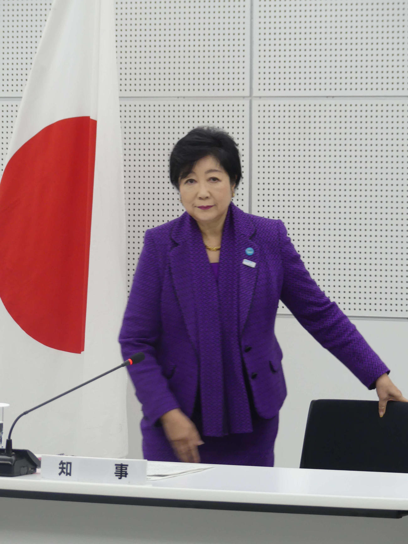 職員への新年あいさつに出席する東京都の小池百合子知事（撮影・中山知子）