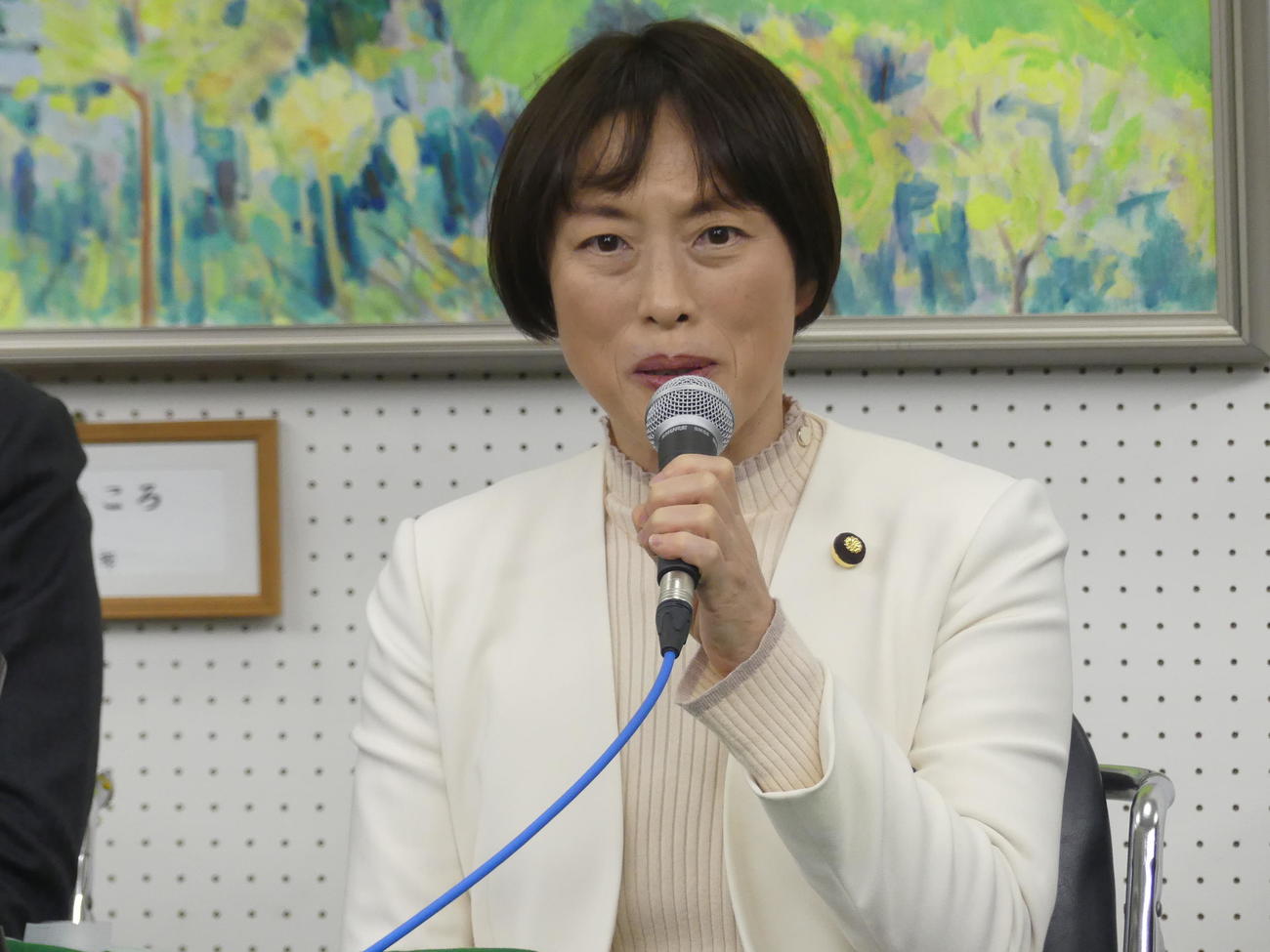 党大会後に記者会見する共産党の田村智子委員長（撮影・中山知子）