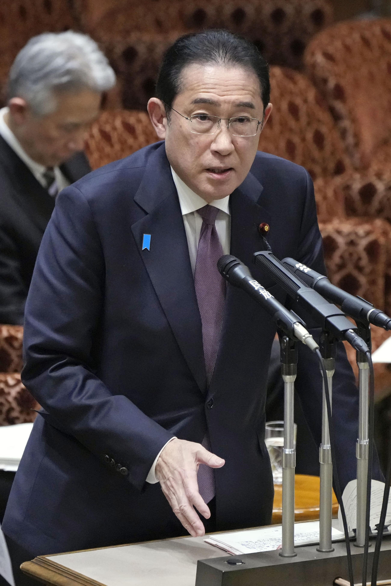 参院予算委で答弁する岸田首相（共同）