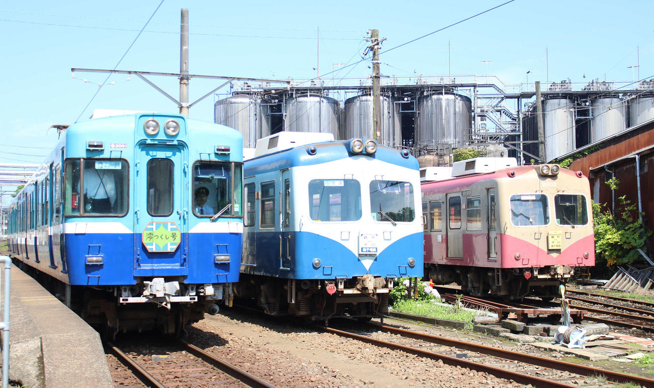開業100周年を迎えた銚子電鉄3車両（2023年6月19日撮影）