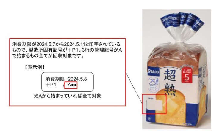敷島製パンが回収を公表した「超熟」（敷島製パンホームページから）