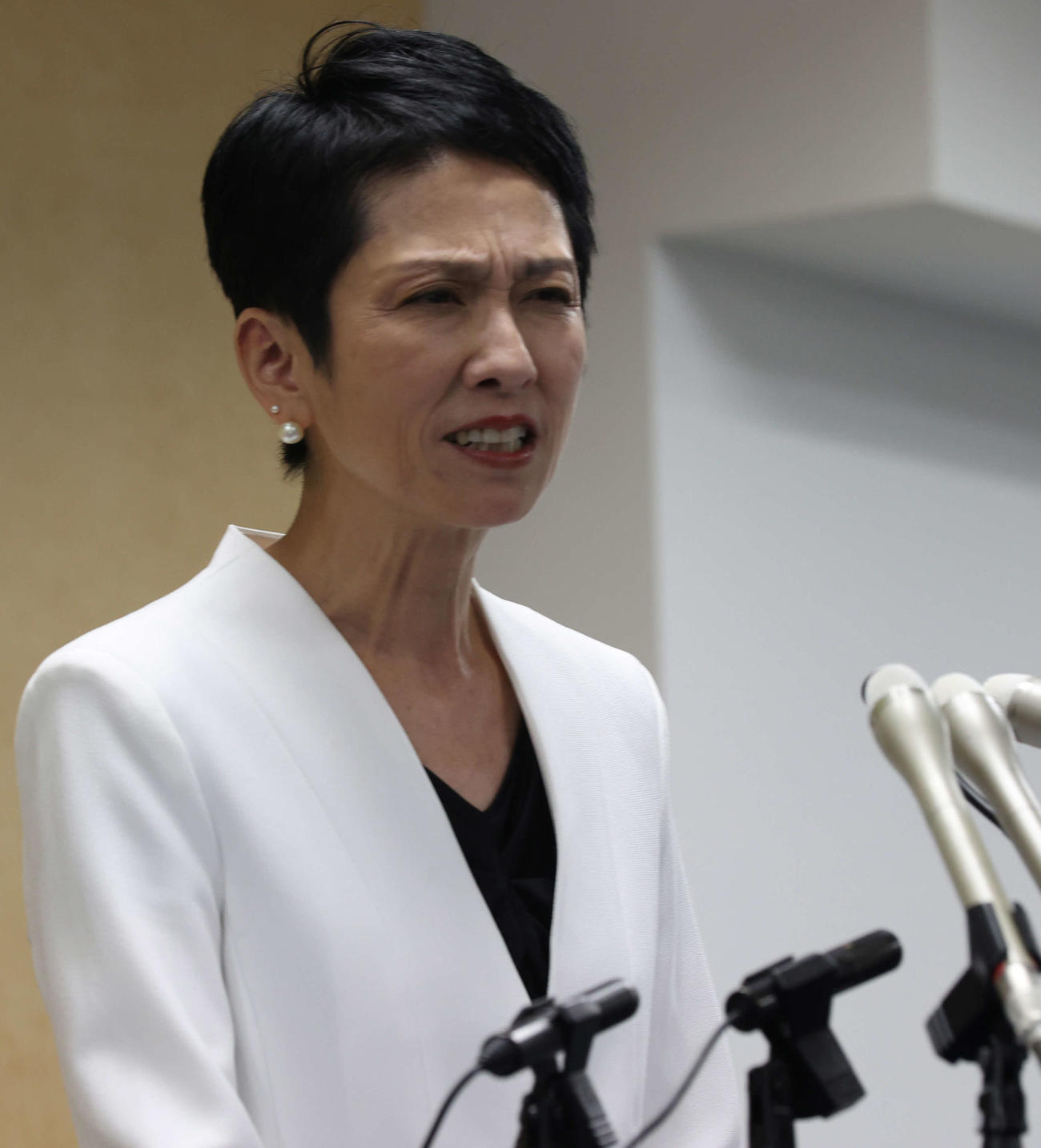 会見する東京都知事選出馬を表明した蓮舫氏（2024年5月撮影）