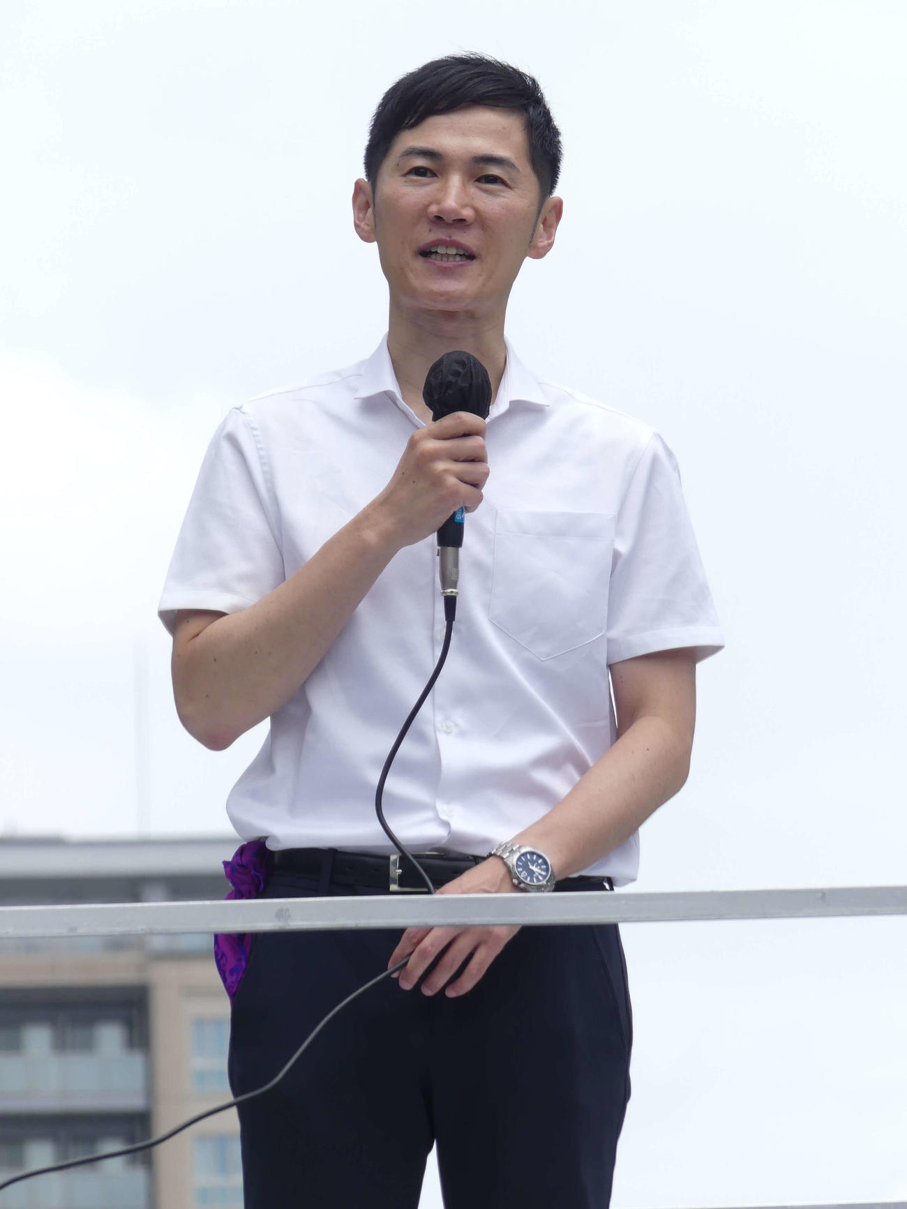 前日の渋谷に続き、秋葉原で街頭演説を行った石丸伸二氏（撮影・中山知子）
