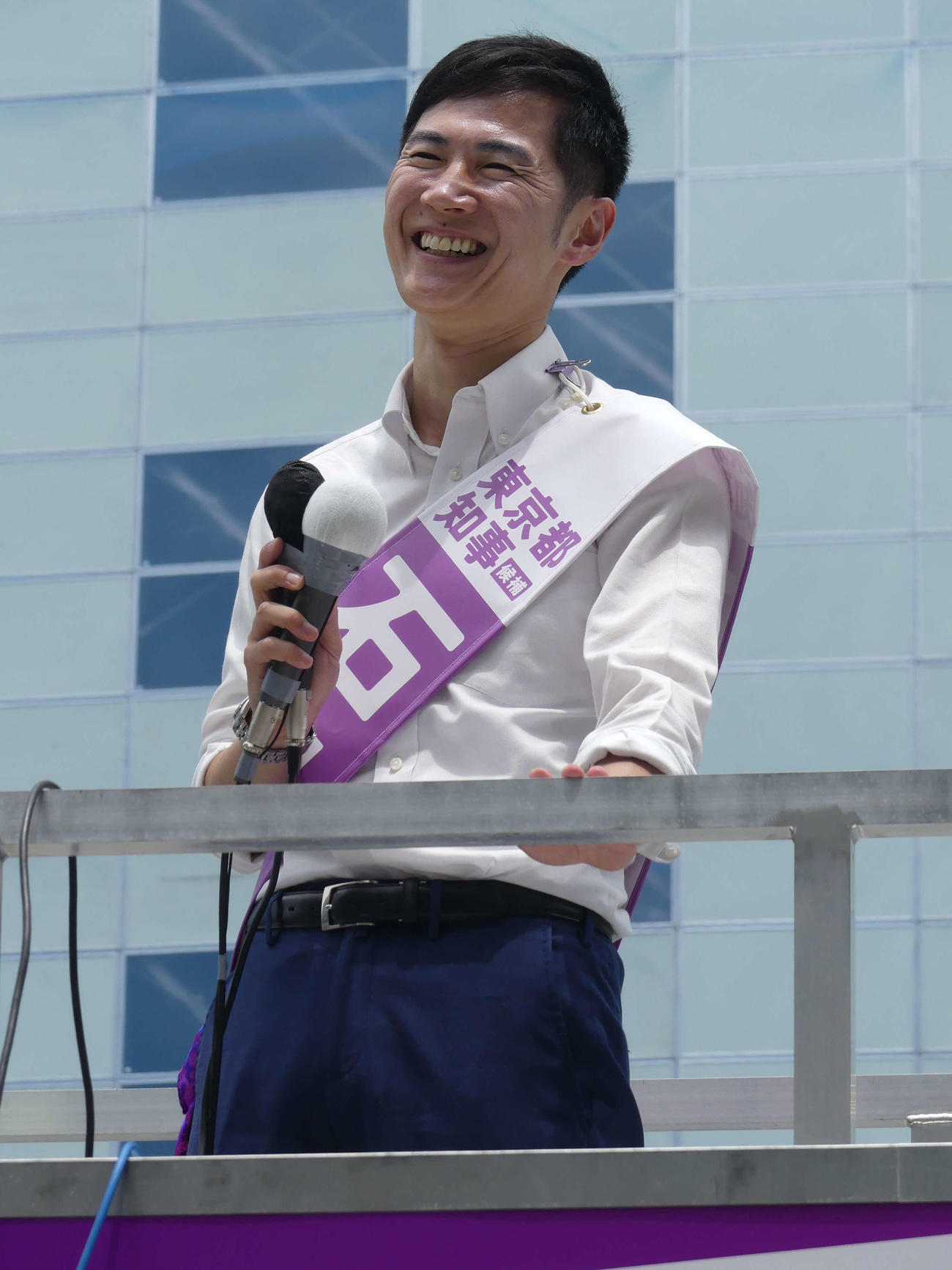 東京都都知事選に出馬し、街頭演説する石丸伸二氏（撮影・中山知子）