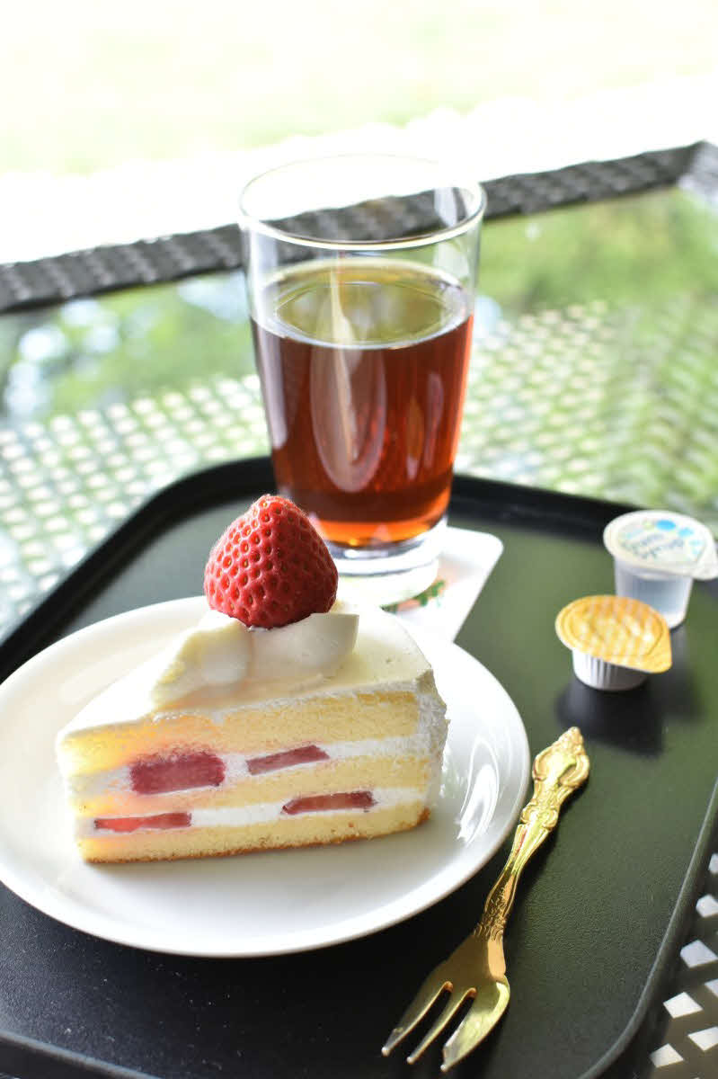 伊藤匠七段の午前のおやつは「プレミアムショートケーキ」「アイスティー」（日本将棋連盟提供）