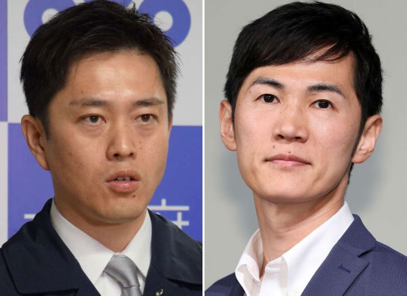 大阪府の吉村洋文知事（左）と石丸伸二氏