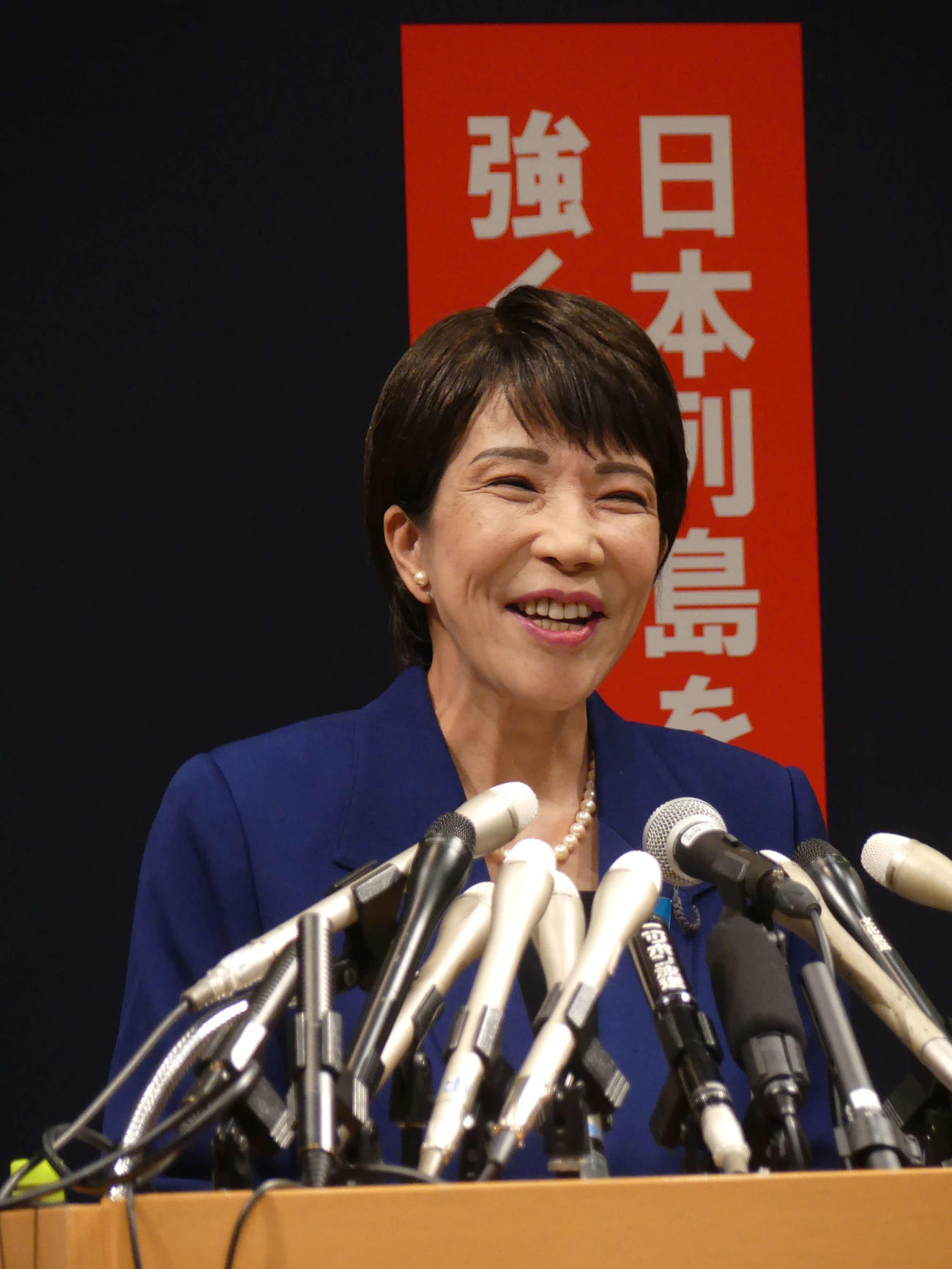 自民党総裁選への出馬表明会見を開く高市早苗・経済安保相（撮影・中山知子）