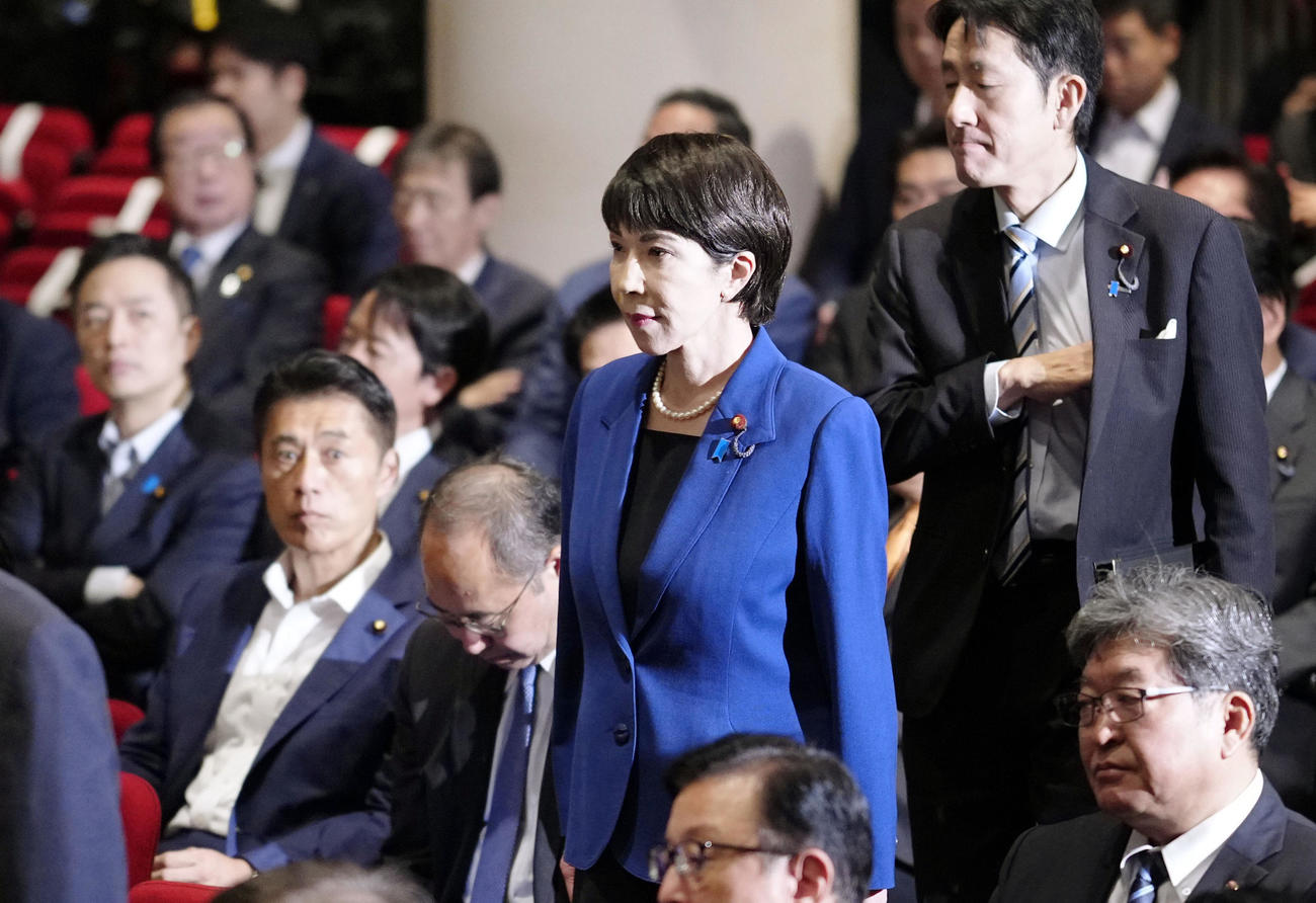 自民党総裁選の投開票に臨む高市早苗氏（共同）