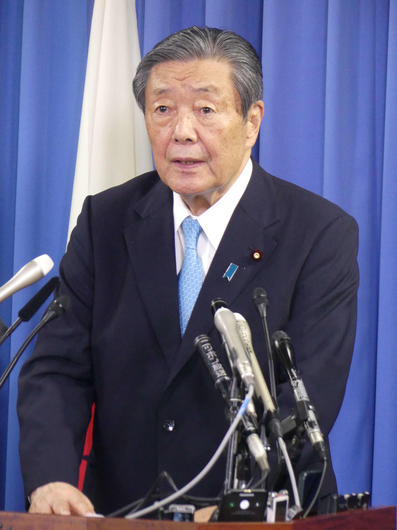 就任会見に臨む森山裕幹事長（撮影・中山知子）