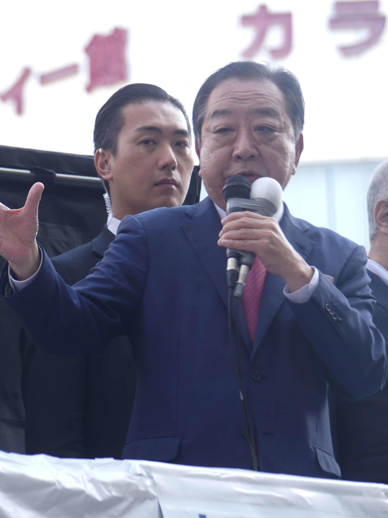 衆院選で第一声を行う立憲民主党の野田佳彦代表（撮影・中山知子）