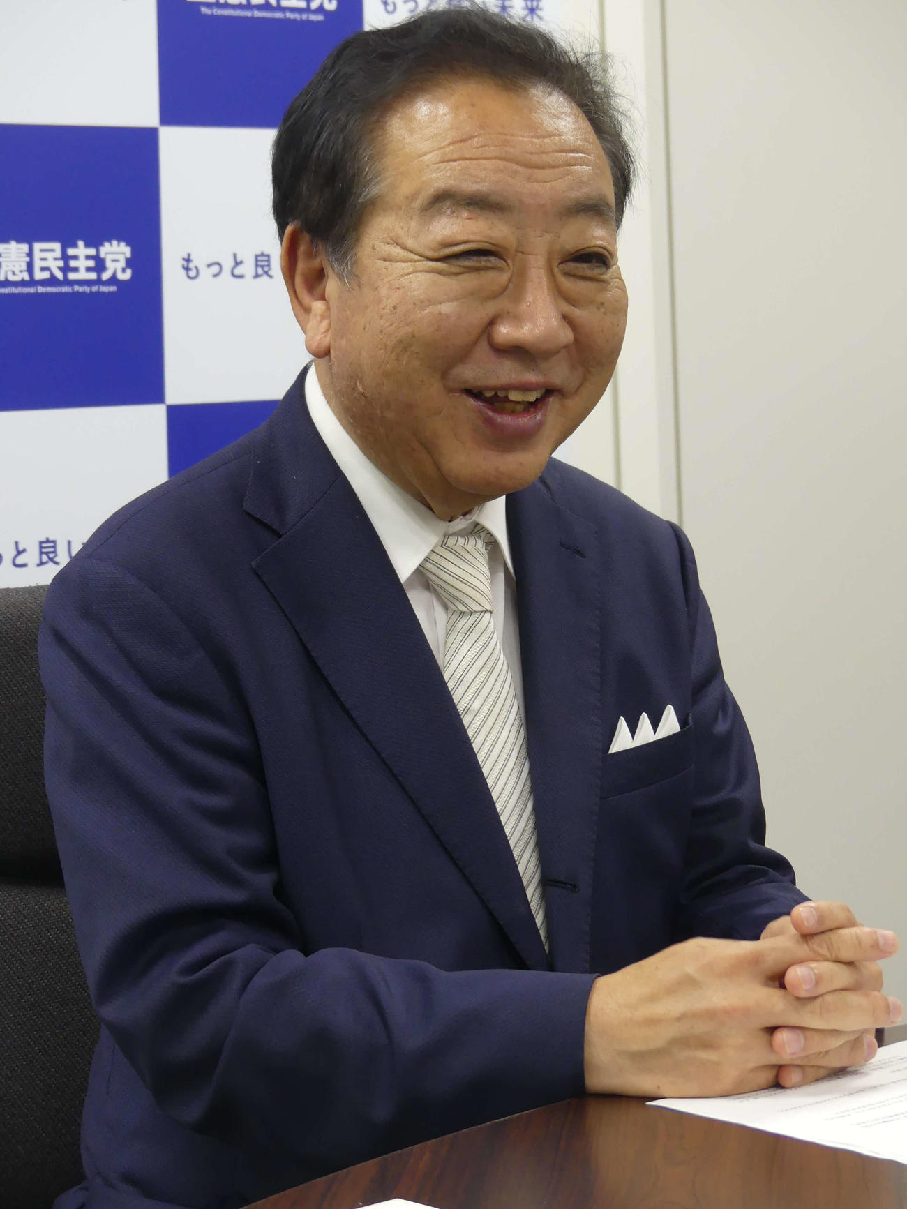 衆院選序盤の手応えについて語る立憲民主党の野田佳彦代表（撮影・中山知子）