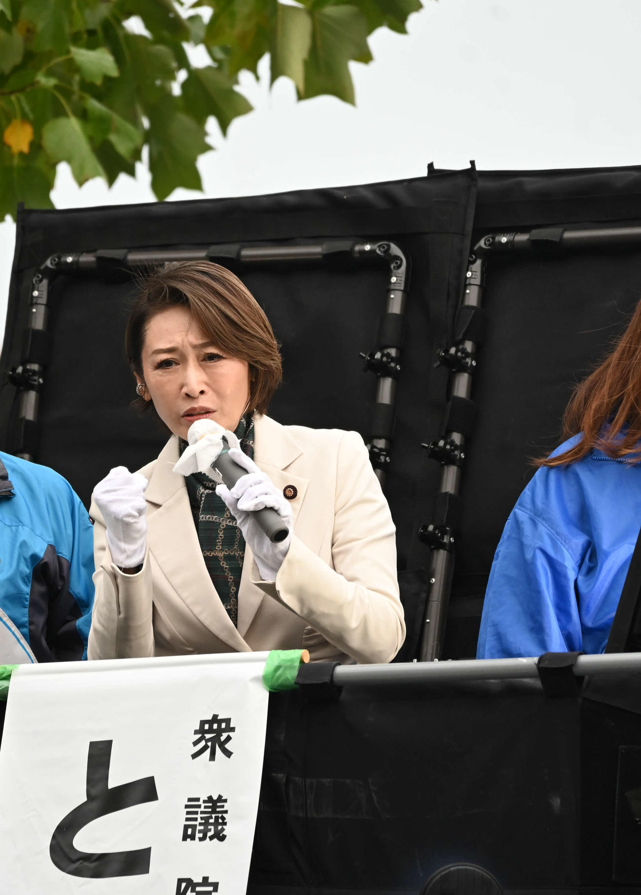 大阪府吹田市で応援演説をした三原じゅん子氏（撮影・松浦隆司）