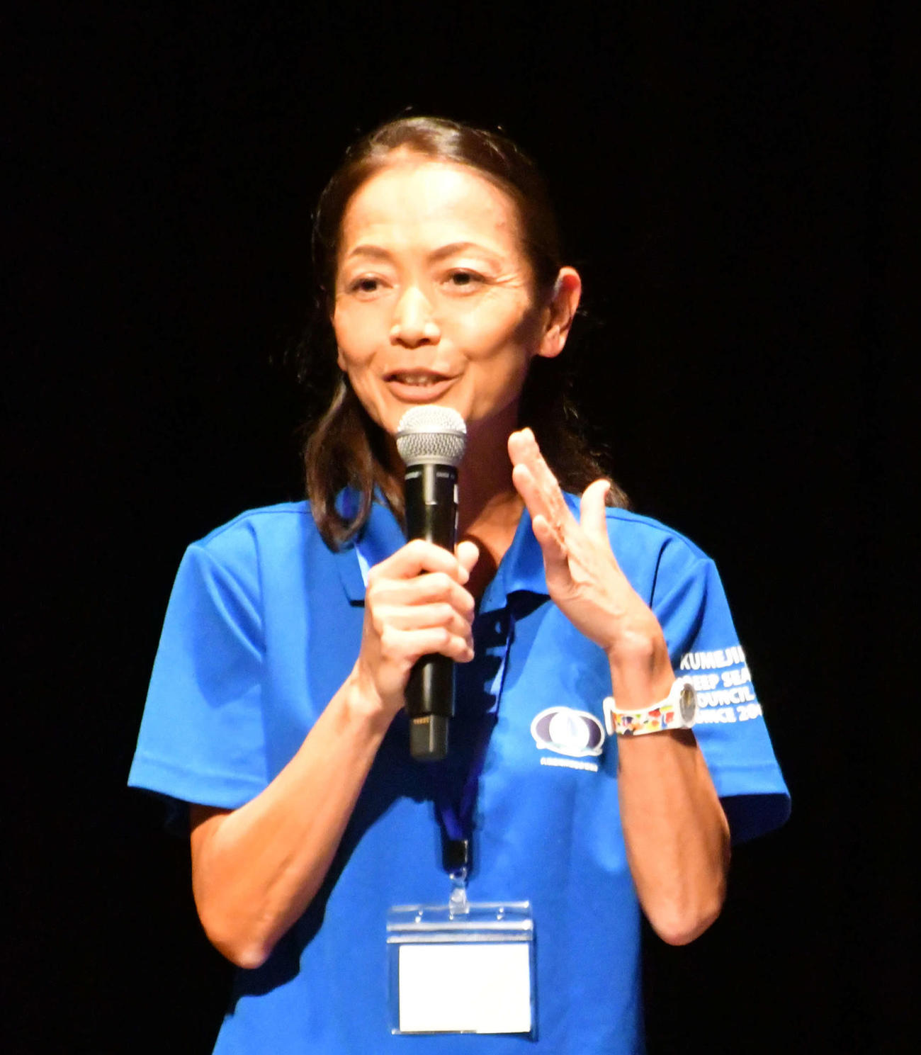 「久米島モデル」について説明する「ジーオー・ファーム」の鷲足恭子副社長