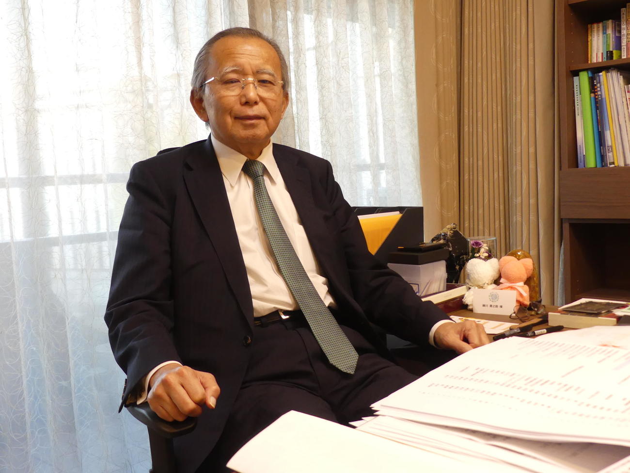 インタビューに答える藤川晋之助氏（撮影・中山知子）
