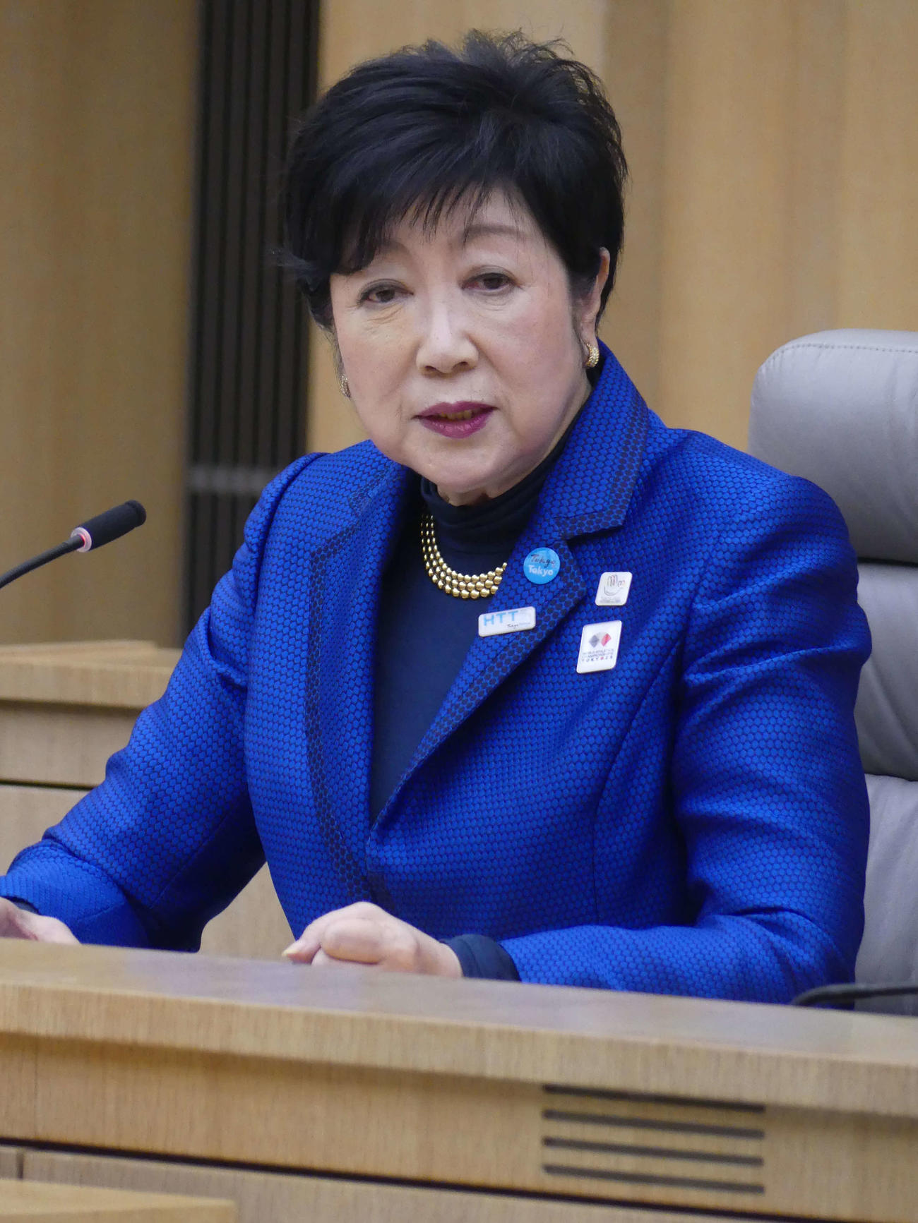 都庁職員に対する新年あいさつに臨む東京都の小池百合子知事（撮影・中山知子）