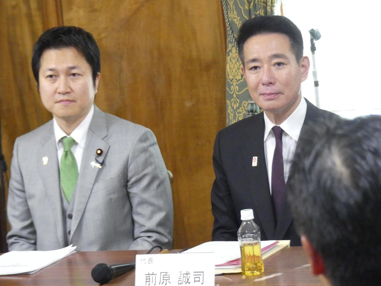 両院議員総会に出席する日本維新の会の前原誠司共同代表（撮影・中山知子）