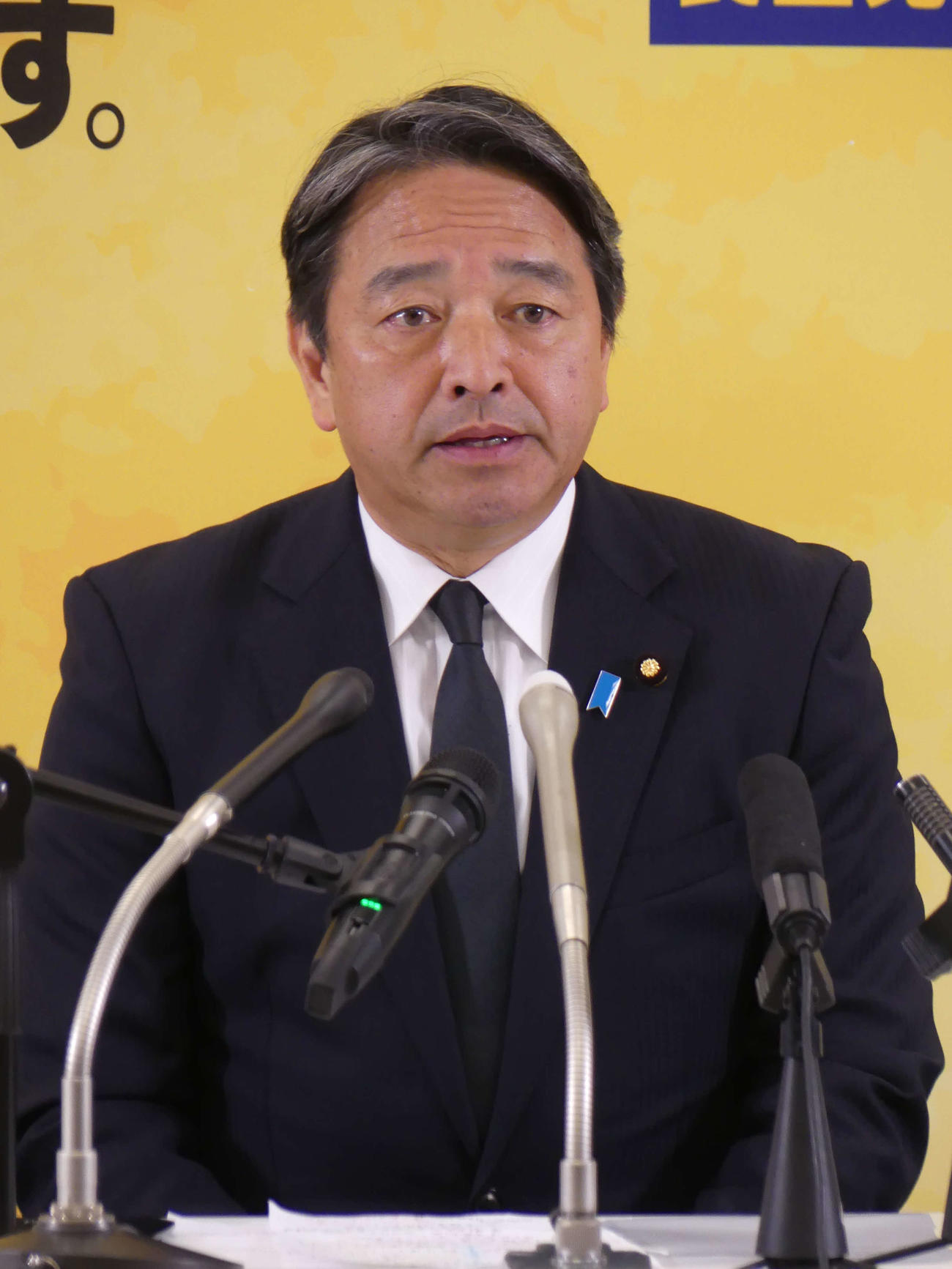 定例会見に臨む国民民主党の榛葉賀津也幹事長（撮影・中山知子）