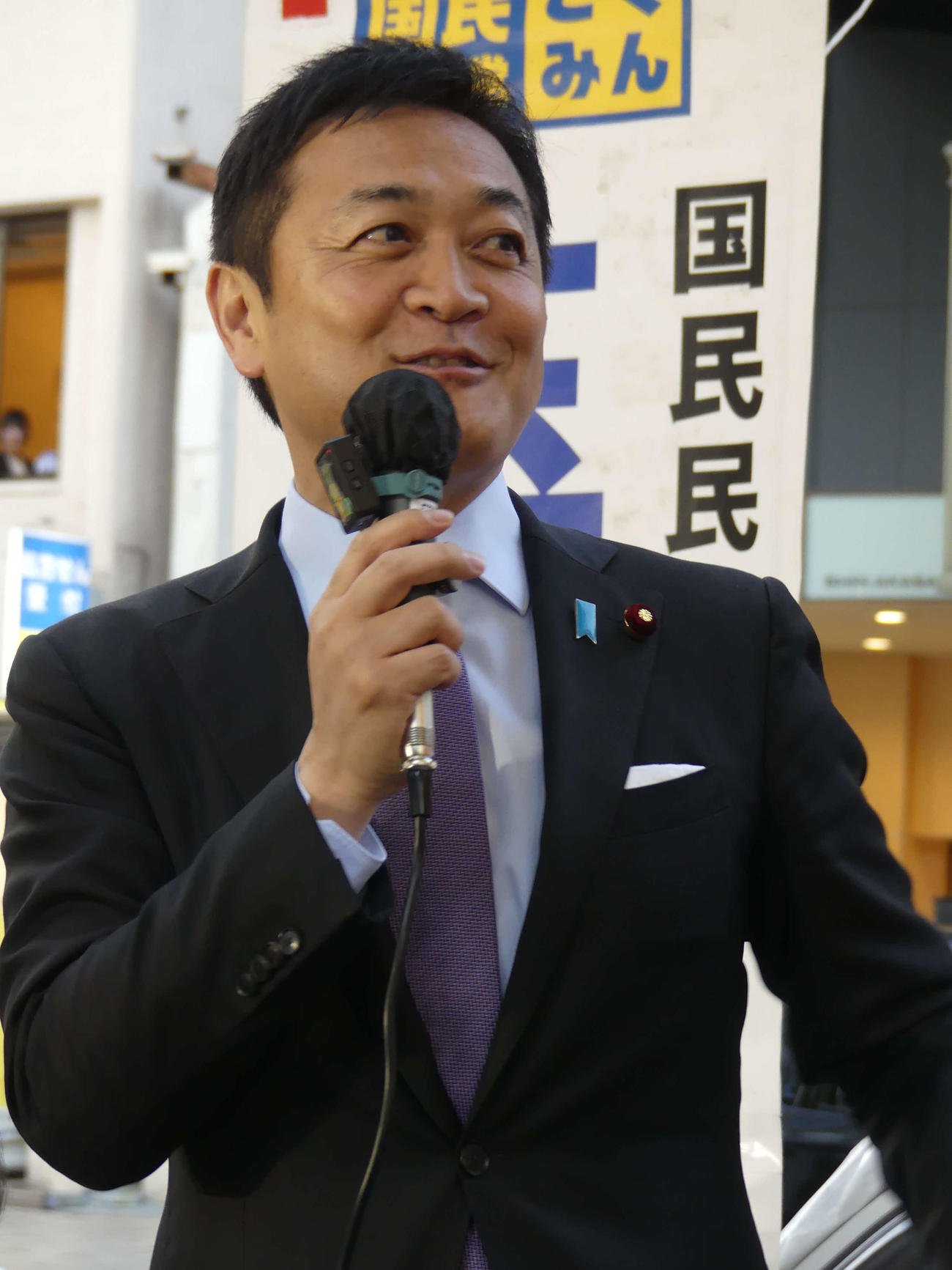東京都内で街頭演説する国民民主党の玉木雄一郎代表（撮影・中山知子）