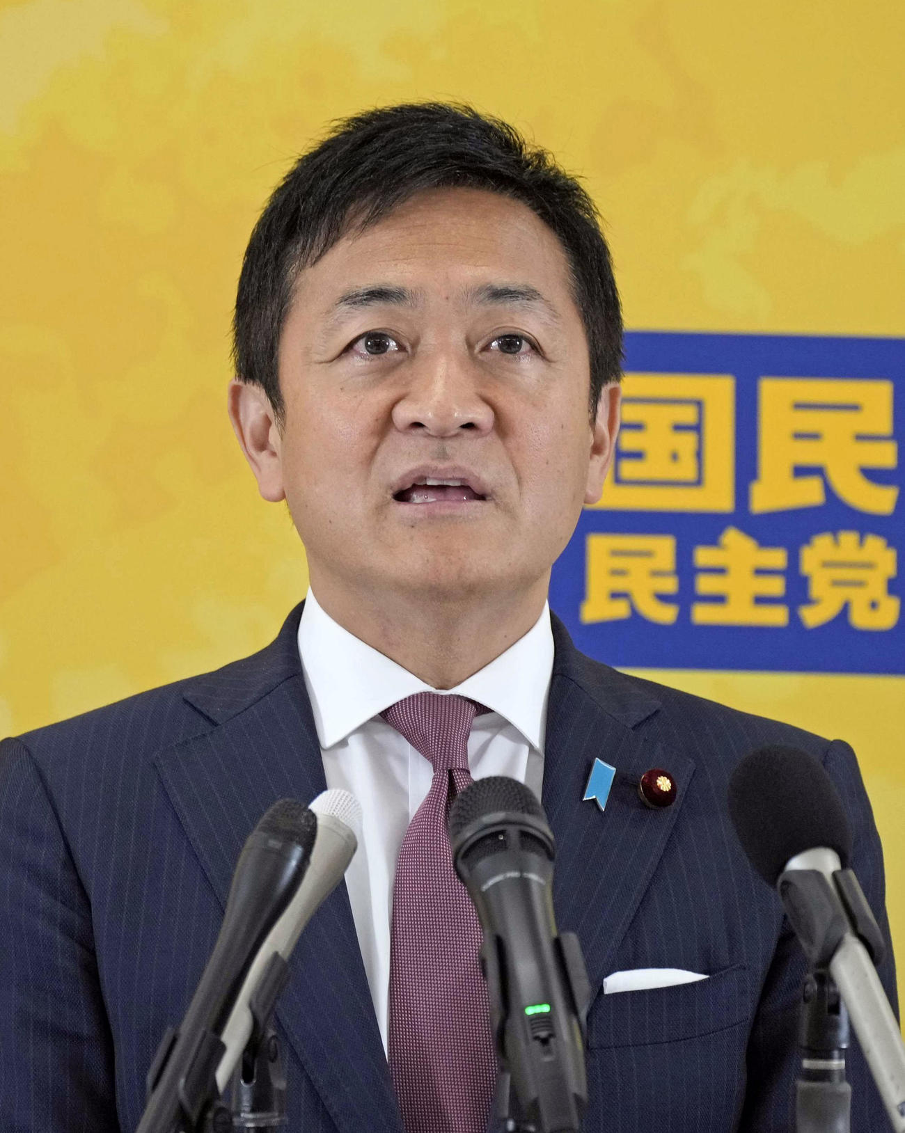 記者会見する国民民主党の玉木代表（共同）