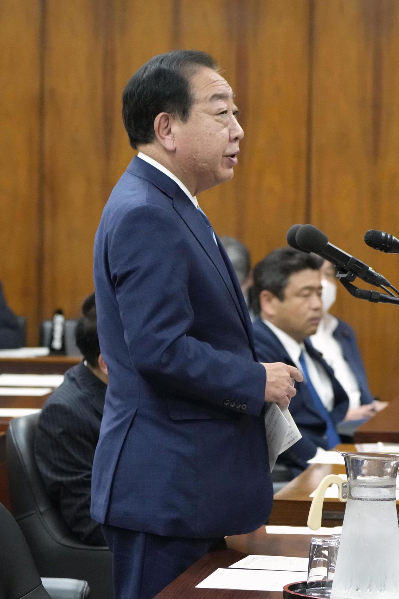 衆院農林水産委で質問する立憲民主党の野田代表（共同）