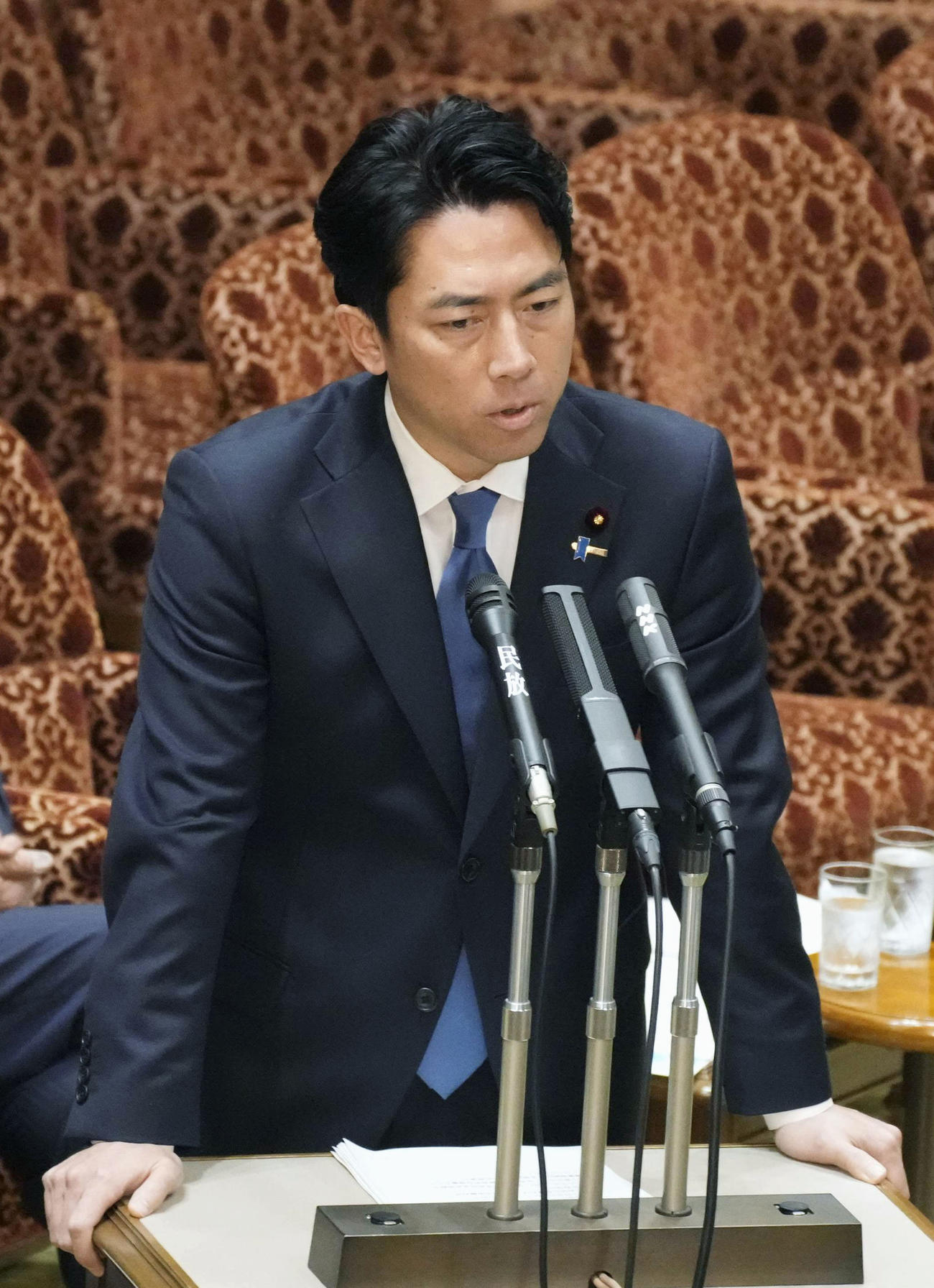 参院予算委の集中審議で答弁する小泉農相（共同）