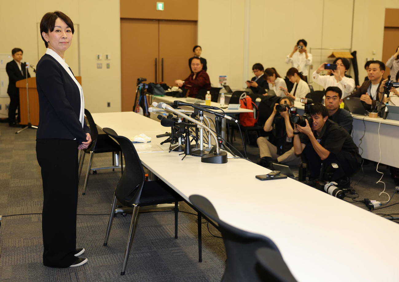 国民民主党からの参院選出馬会見を行う山尾志桜里氏（撮影・野上伸悟）
