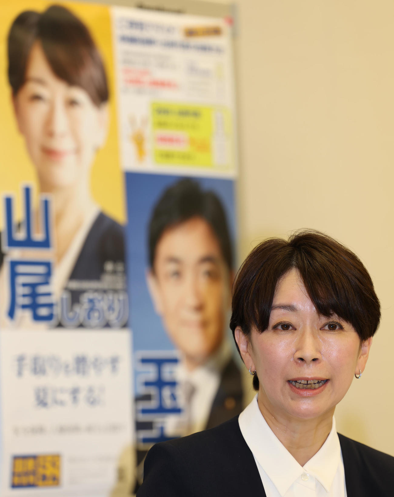 国民民主党からの参院選出馬会見を行う山尾志桜里氏（撮影・野上伸悟）