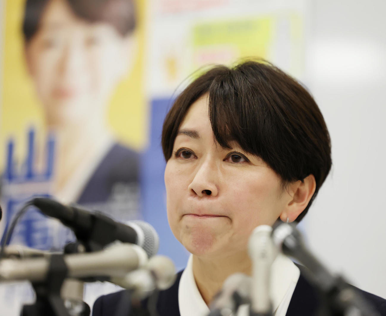 国民民主党からの参院選出馬会見を行う山尾志桜里氏（撮影・野上伸悟）