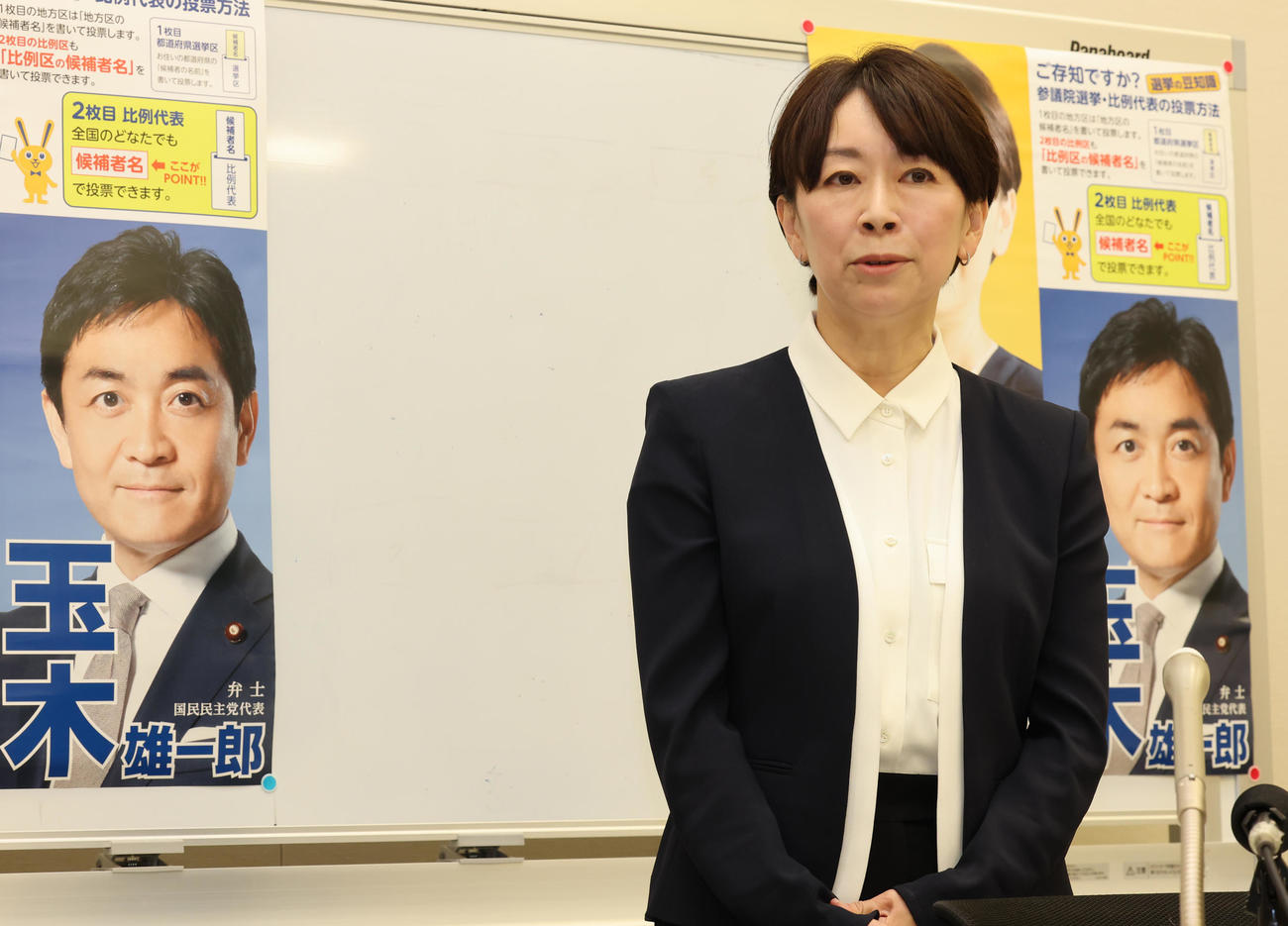 国民民主党からの参院選出馬会見を行う山尾志桜里氏（撮影・野上伸悟）
