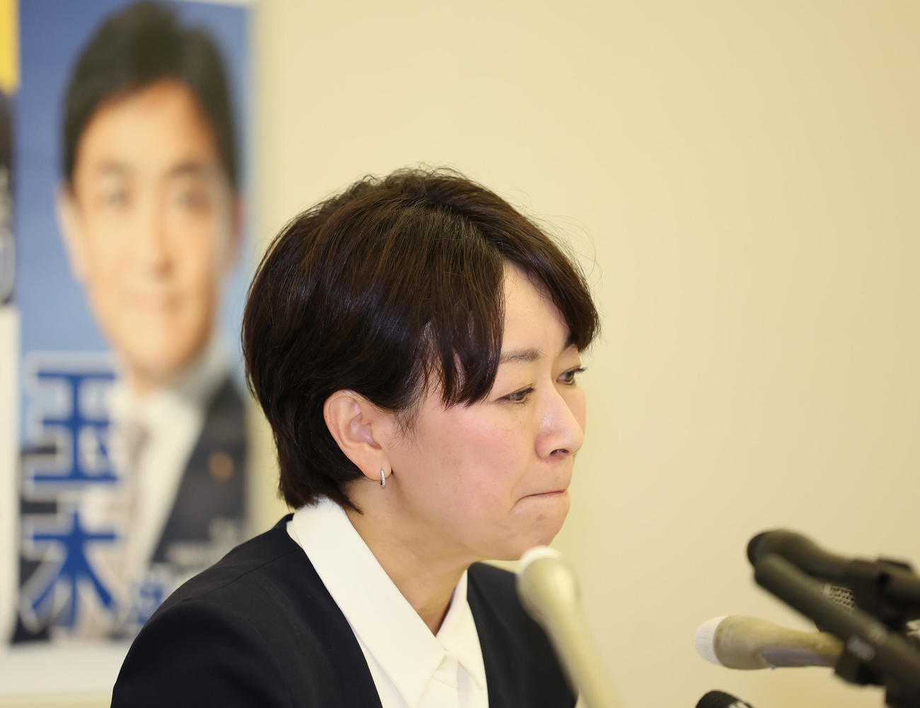 国民民主党からの参院選出馬会見を行う山尾志桜里氏（撮影・野上伸悟）