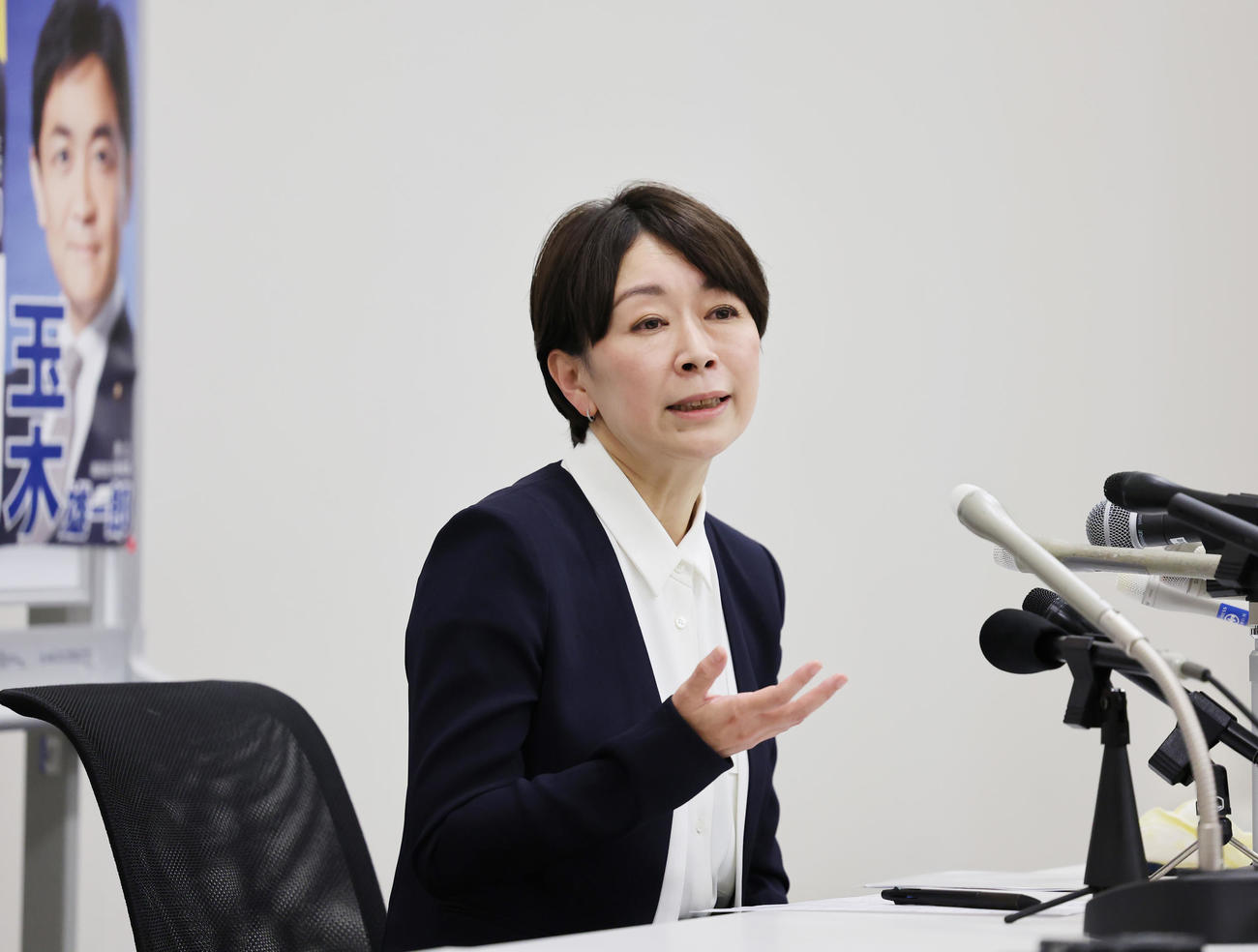 国民民主党からの参院選出馬会見を行う山尾志桜里氏（撮影・野上伸悟）