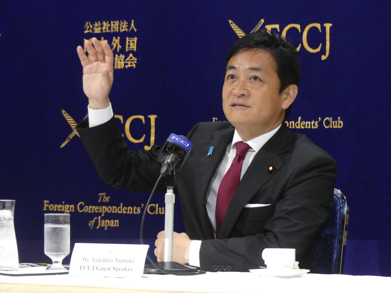 日本外国特派員協会で会見する国民民主党の玉木雄一郎代表（撮影・中山知子）