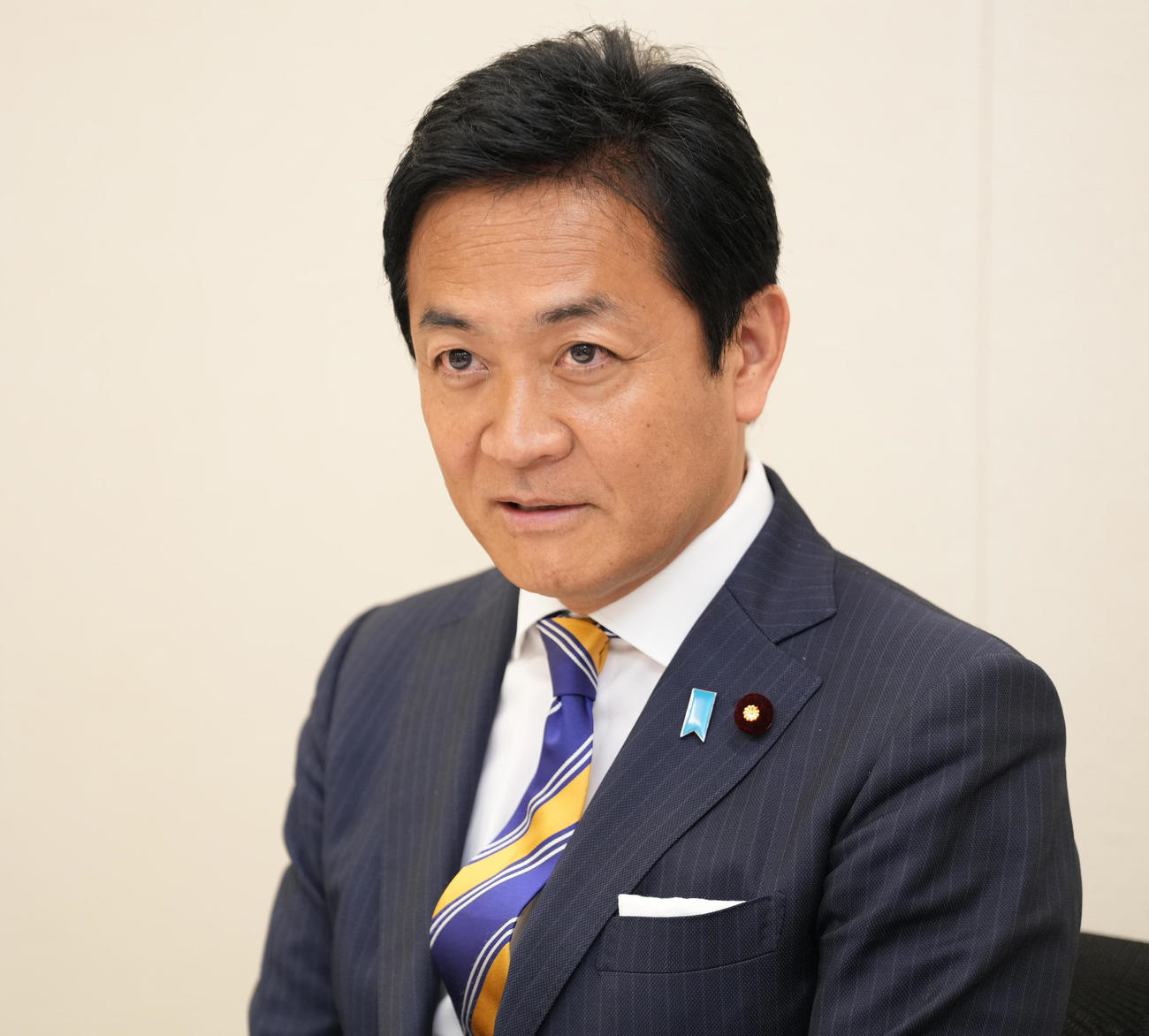スポーツ紙合同インタビュー　スポーツ紙合同インタビューに応じた国民民主党の玉木雄一郎代表　顔＝2025年7月1日