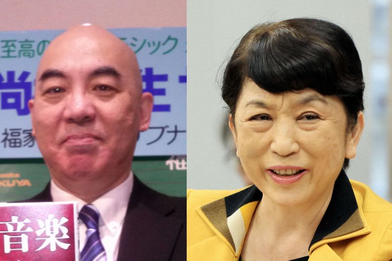 日本保守党の百田尚樹代表と社民党の福島瑞穂党首
