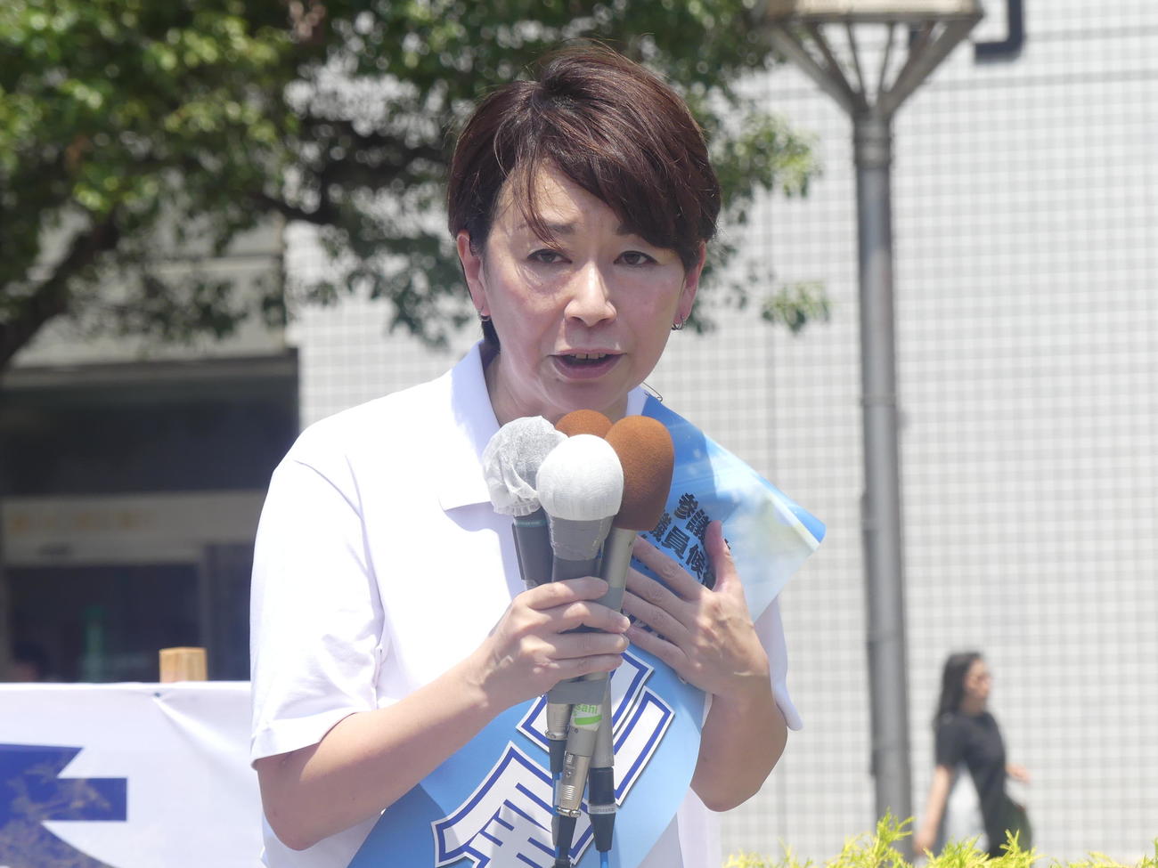 参院選東京選挙区に無所属で立候補し、第一声を行う山尾志桜里元衆院議員（撮影・中山知子）