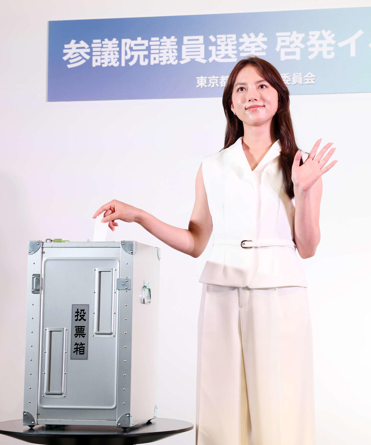 参議院議員選挙啓発イベントに臨む清原果耶（撮影・鈴木正人）