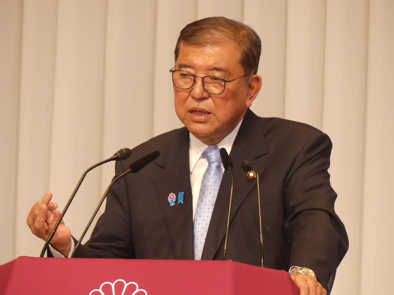 参院選の結果を受けて記者会見する自民党総裁の石破茂首相（撮影・中山知子）