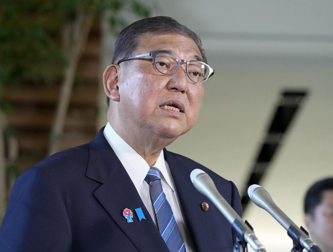 日米関税交渉について「相互関税」を15％とすることで合意したと発表した石破首相（共同）