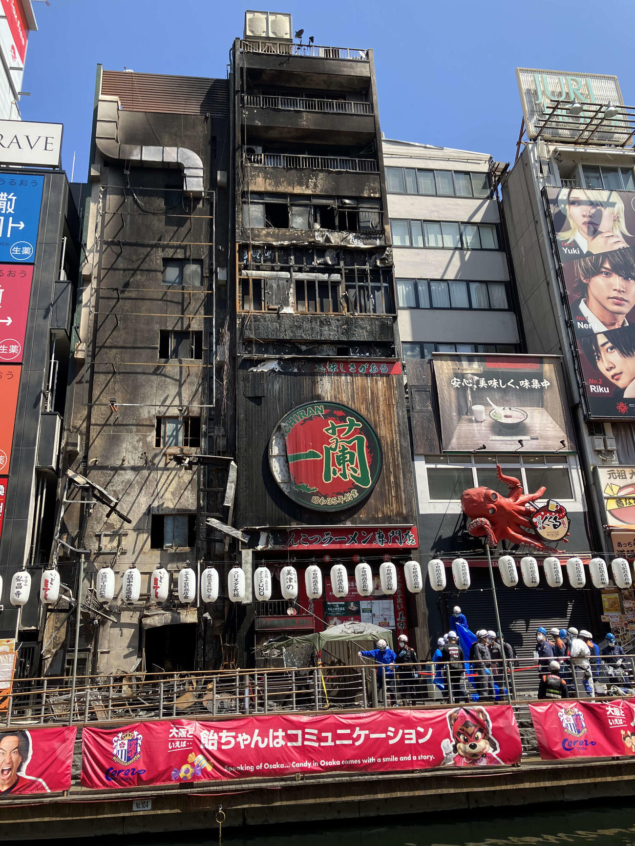 火災のあった大阪・道頓堀のビル（2025年8月撮影）