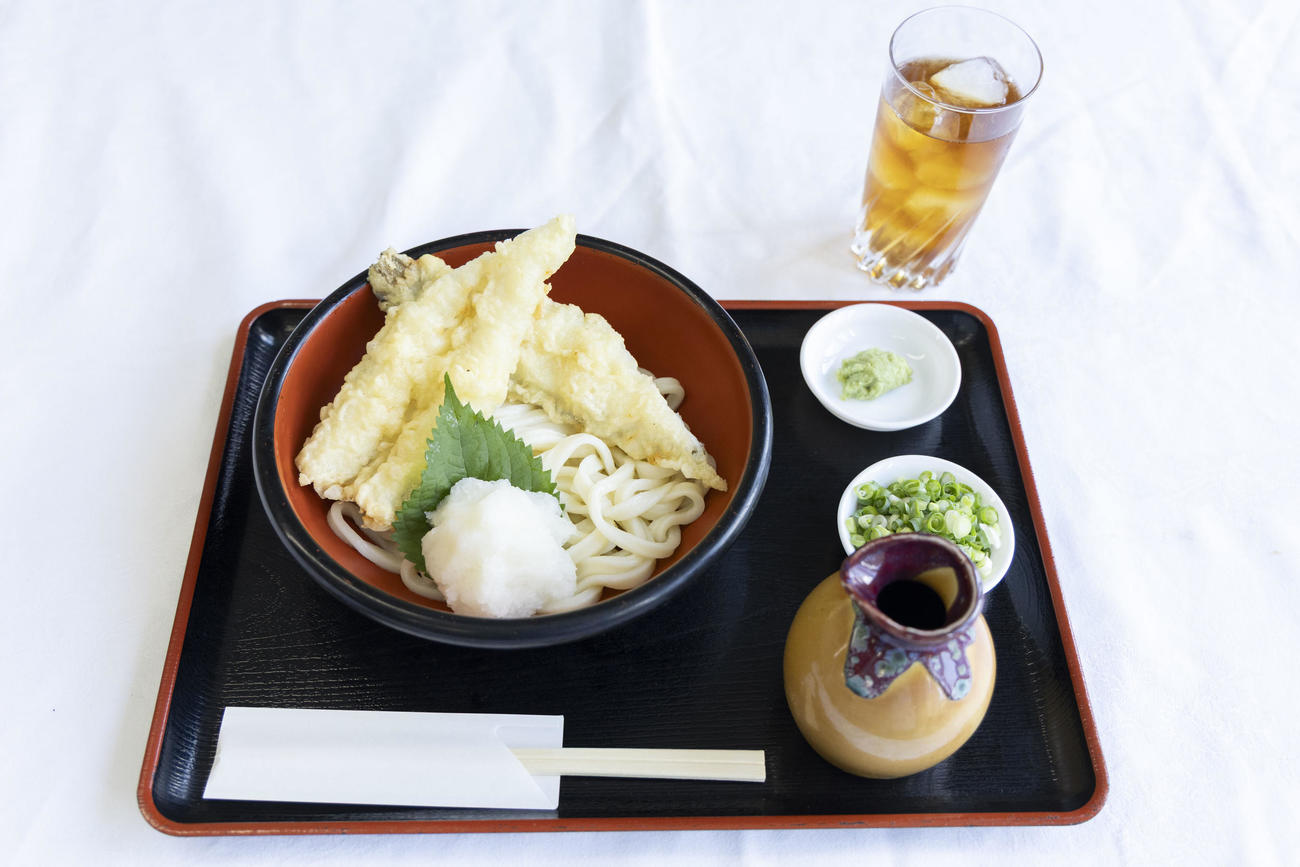 藤井聡太王位の昼食「冷やしぶっかけあなごうどん」（日本将棋連盟提供）