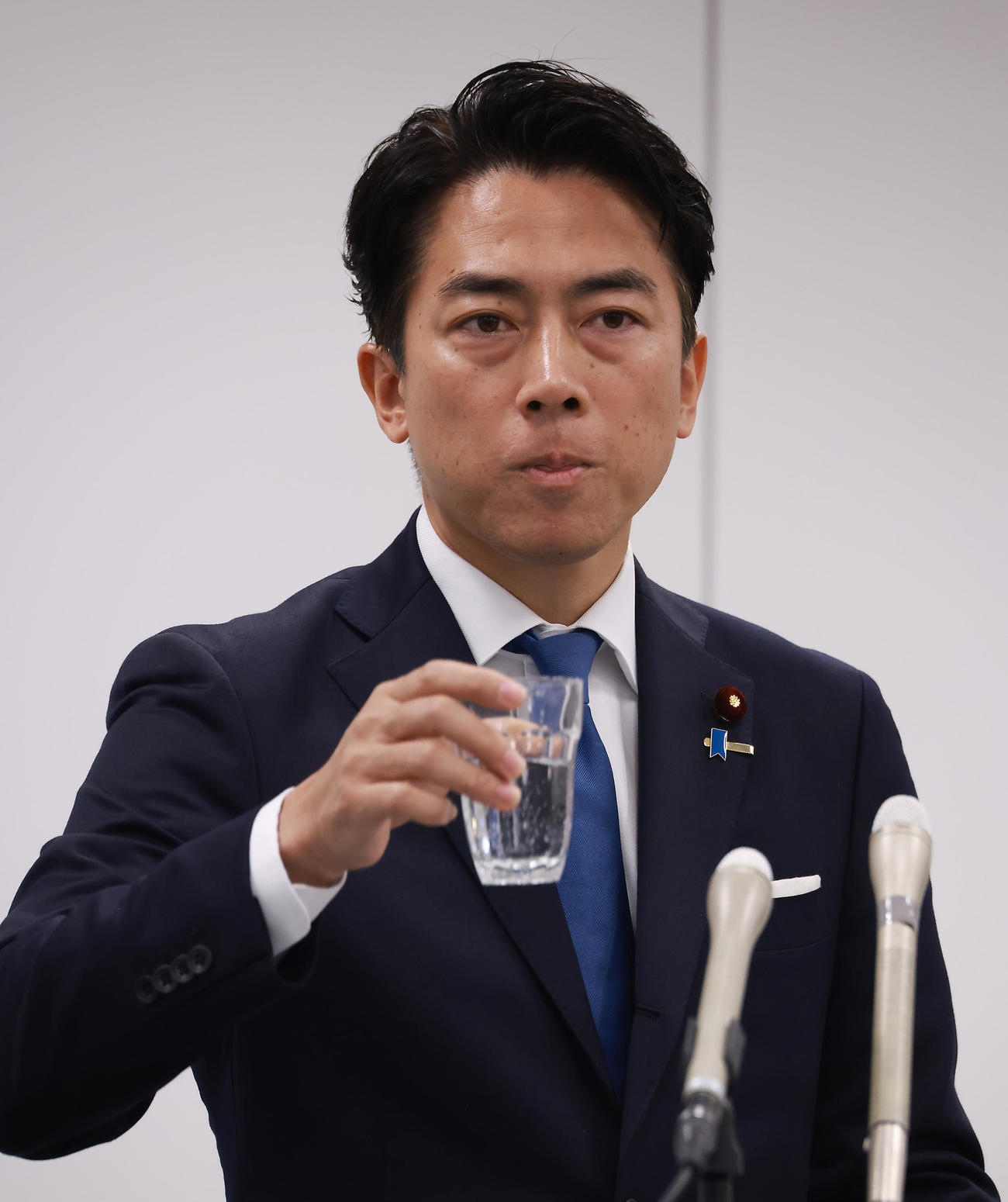 自民党総裁選への出馬表明をする小泉進次郎農相（撮影・中島郁夫）