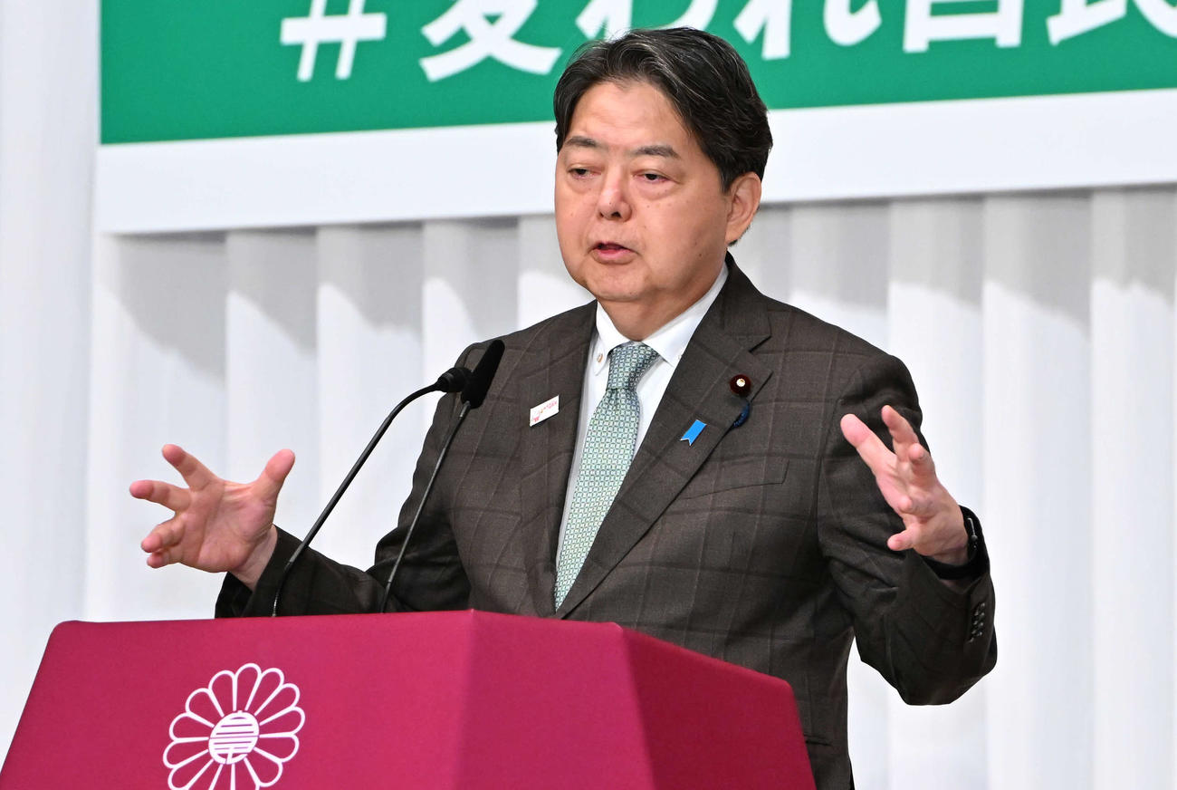 質問に答える林芳正官房長官（代表撮影）