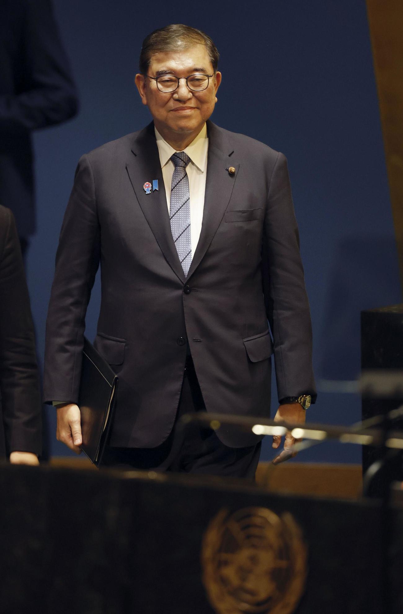 国連総会の一般討論演説を行う石破首相（共同）