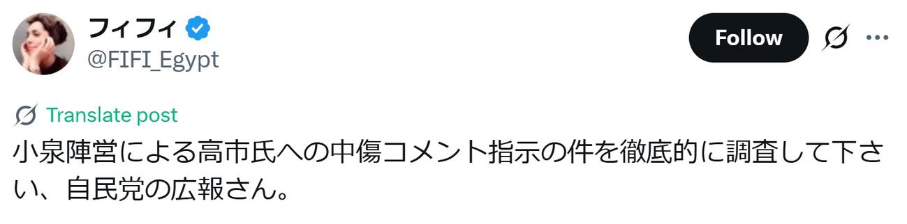 フィフィのXから