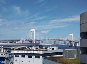 眺望スポットの1つ、モノレール浜松町駅～天王洲アイル駅間の車窓風景