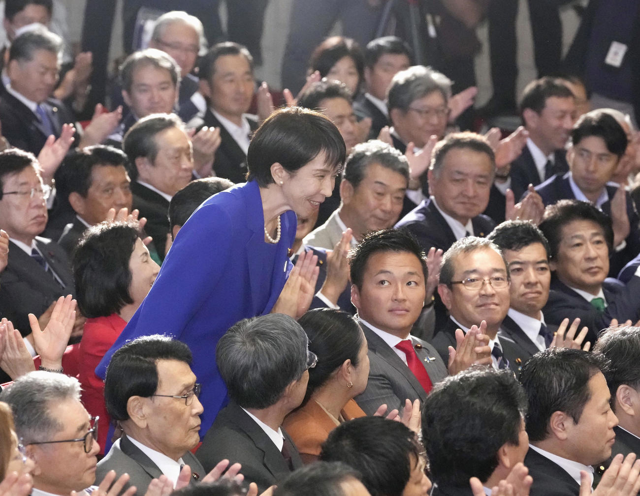 自民党の新総裁に選出された高市早苗氏（共同）